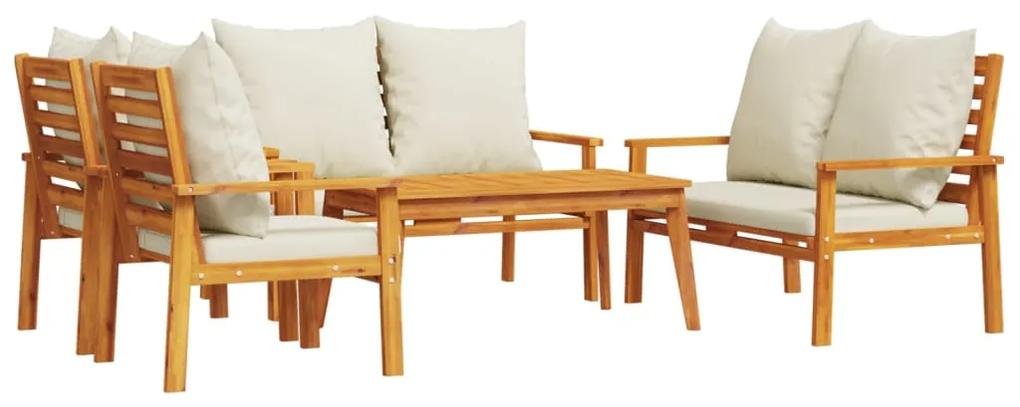 3211801 vidaXL Set mobilier de grădină cu perne, 5 buc., lemn masiv acacia