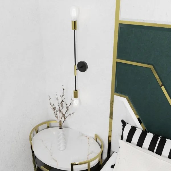 Aplică FLAME 2xE27/60W/230V neagră/aurie