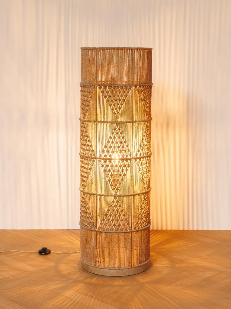 Lampadar din iuta naturala si lemn de mango Persia