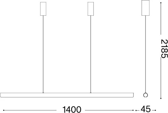 Ideal Lux - Lustră suspendată pe cablu DORICA LED dimabilă, 35W/230V, CRI 90, 140 cm, alamă