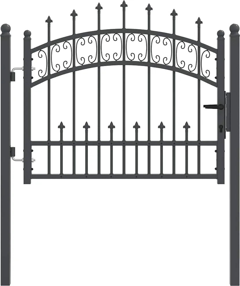 vidaXL Poartă din Gard cu Vârf de Lancă Gri 103 x 75 cm Oțel