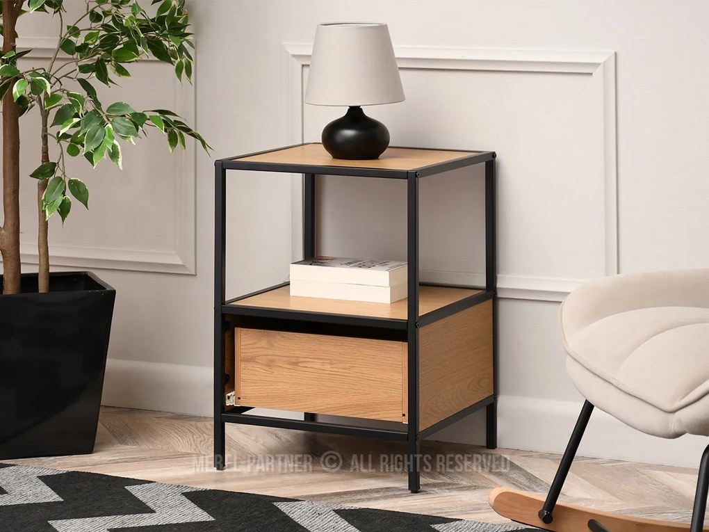 Noptieră Soren Ns (stejar + negru). Promo -11%. 1111719