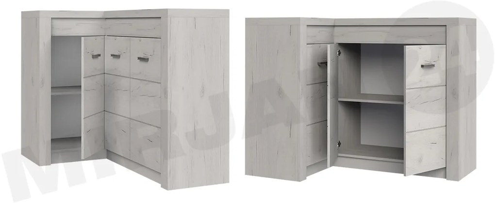 Comodă de colț Nadenas N15 O (Arin închis) (cu iluminat LED alb). 1104883