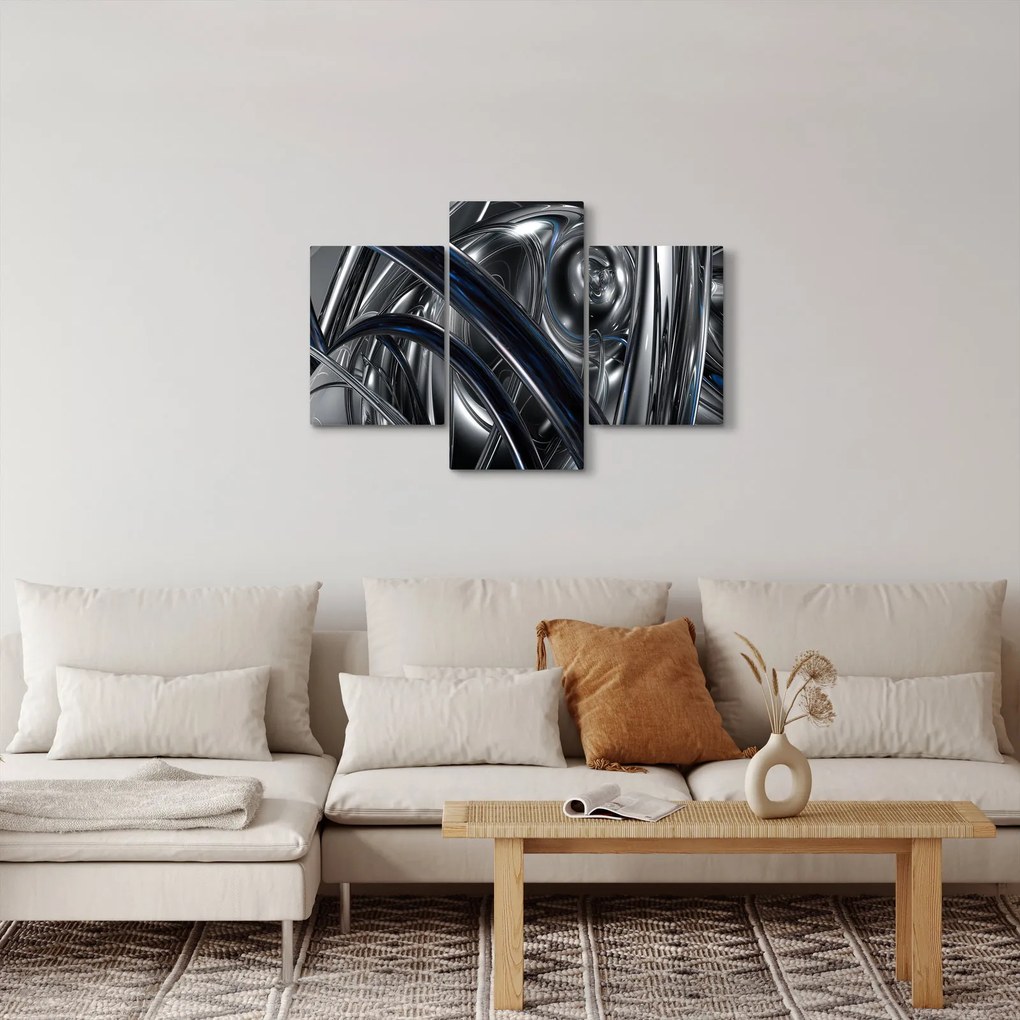 Tabloul cu abstracție gri cu albastru (90x60 cm)