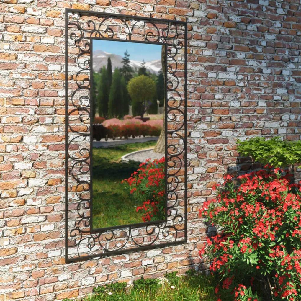 275610 vidaXL Oglindă de perete de grădină dreptunghiulară 60x110 cm negru
