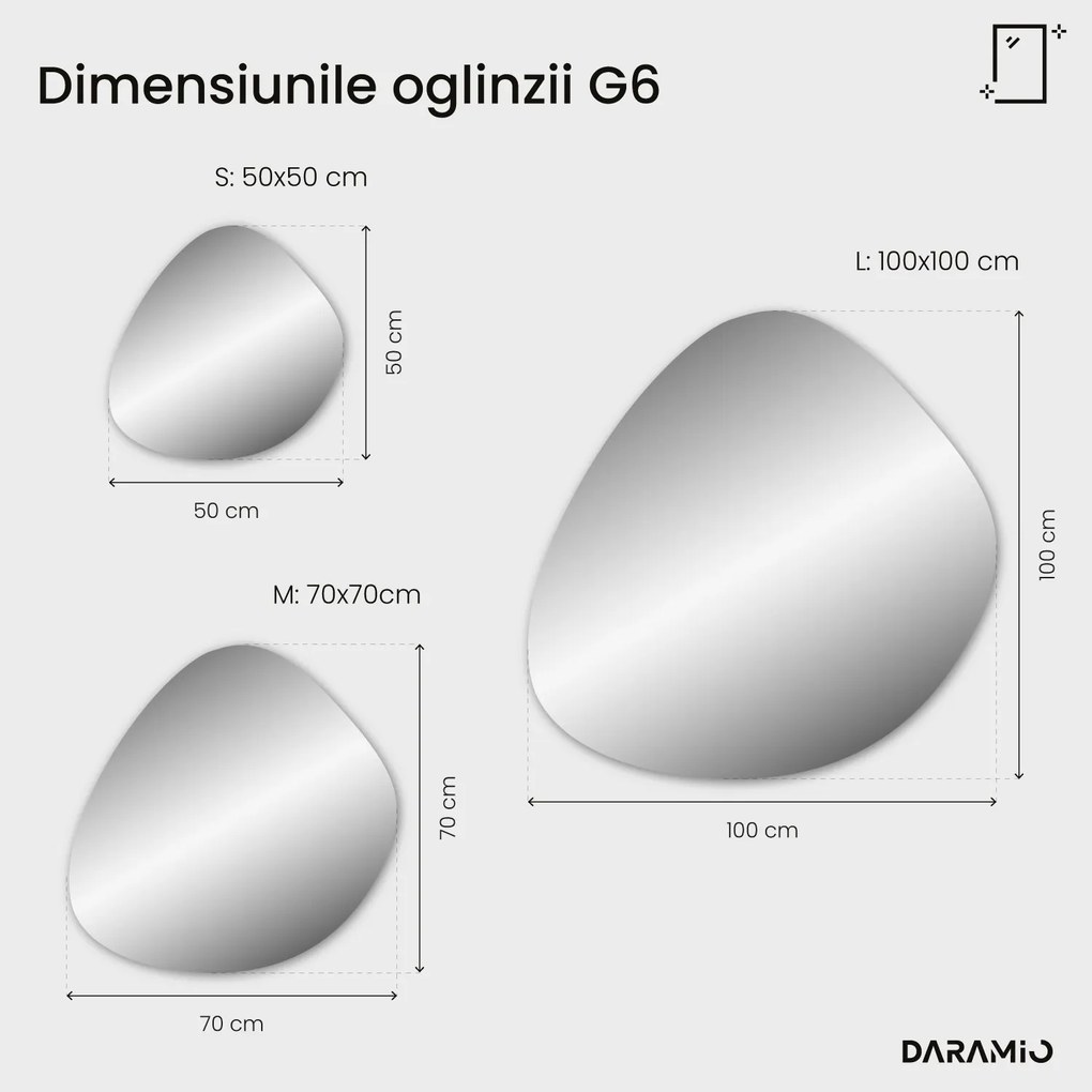 Oglindă în formă de pietricică cu iluminare LED G6