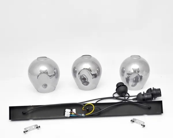 Lustră pe cablu LILI 3xE27/15W/230V negru/gri