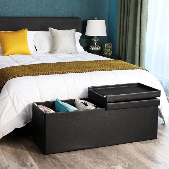 Bancheta Pliabila Amara, Cu Lada, Neagra, 110 x 38 x 38 cm