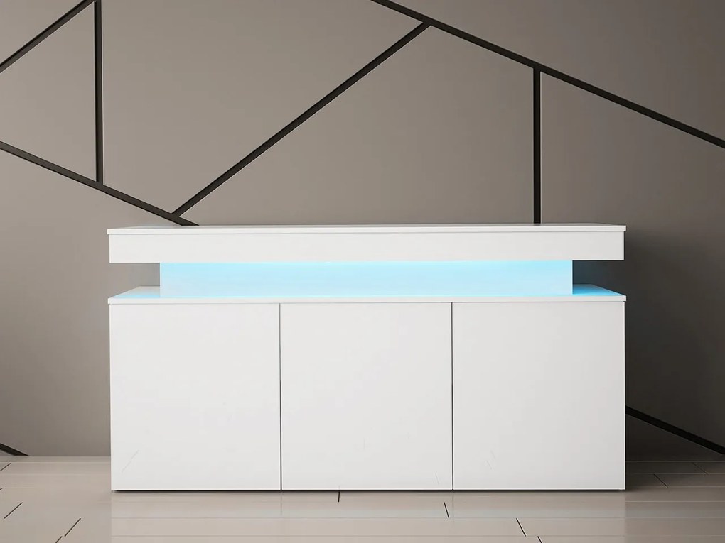 Dulap Lesteralo 3D 160 (Alb + lucios Alb) (cu iluminat LED). 1105936