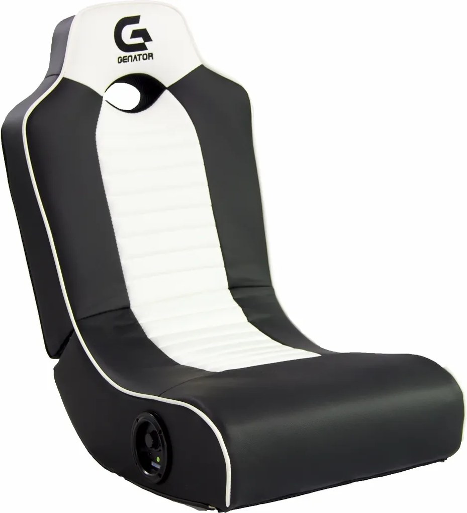 RESIGILAT- Fotoliu gaming, boxe încorporate, conectare Bluetooth, pliabil, PU, Negru/Alb