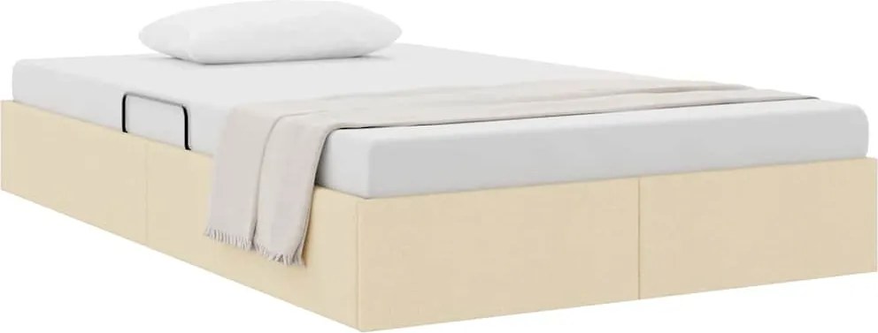 vidaXL Pat cu storage cu headboard Creme 120 x 200 cm țesătură