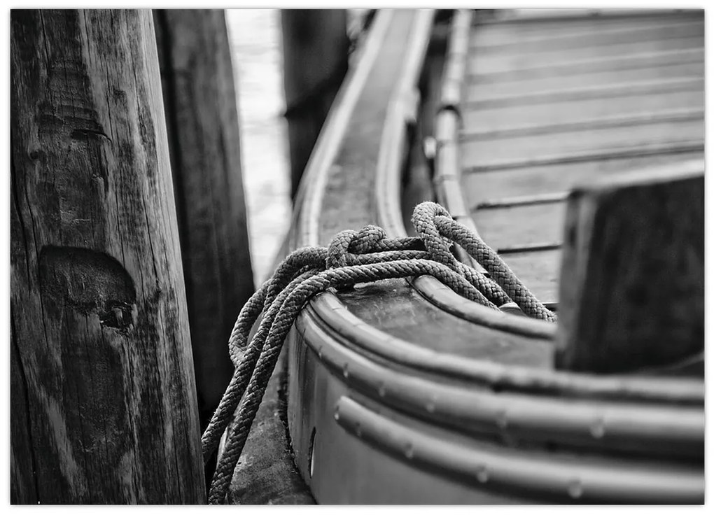 Tablou pe sticlă - O barcă legată (70x50 cm)