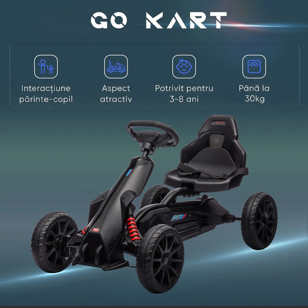 HOMCOM Kart cu Pedale pentru Copii 3-8 Ani, cu Scaun Reglabil | Aosom Romania