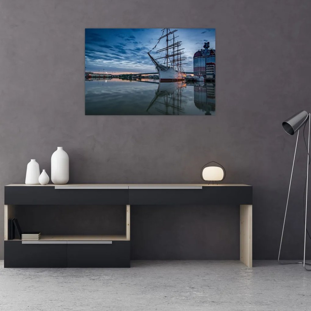 Tablou cu barcă cu pânze (90x60 cm)