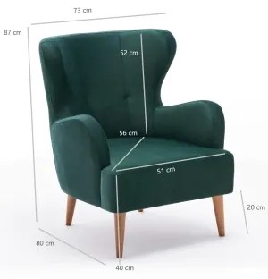 Fotoliu cu aripi NEKO, verde