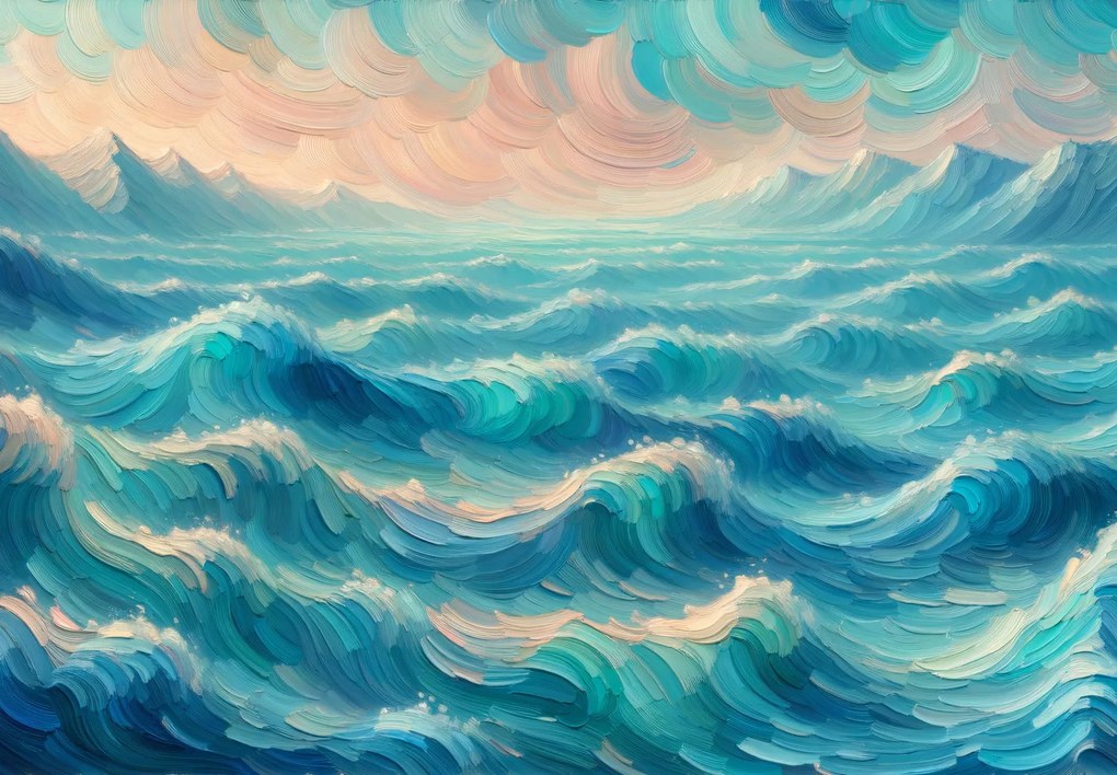 Fototapet - Mare pictată cu valuri (147x102 cm)