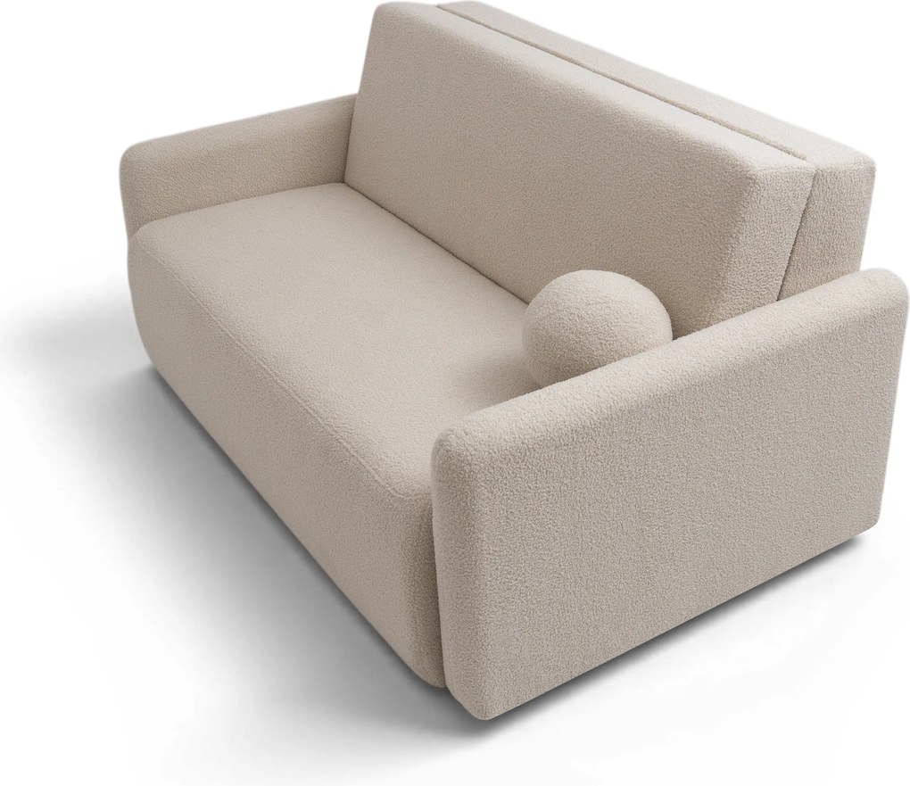 Canapea extensibilă Nido 3 locuri 140 cm cu ladă de depozitare - boucle bej deschis Quelle 03