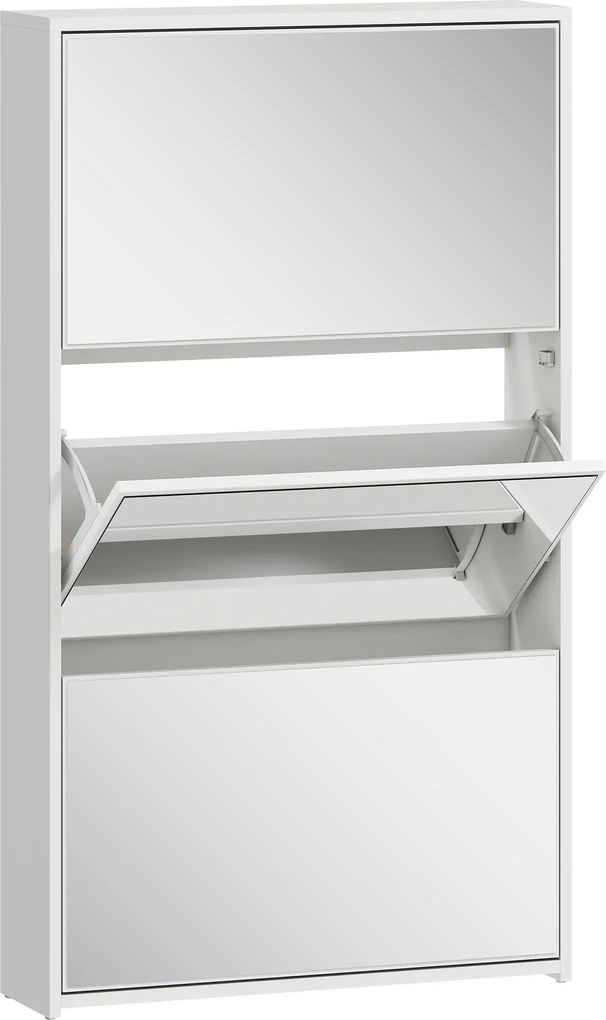 HOMCOM Dulap de Pantofi cu Oglindă și 3 Sertare Rabatabile 65x17x114.5 cm Alb | Aosom Romania