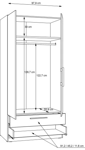 Dulap MARO 100 x 213 cm, stejar Artisan