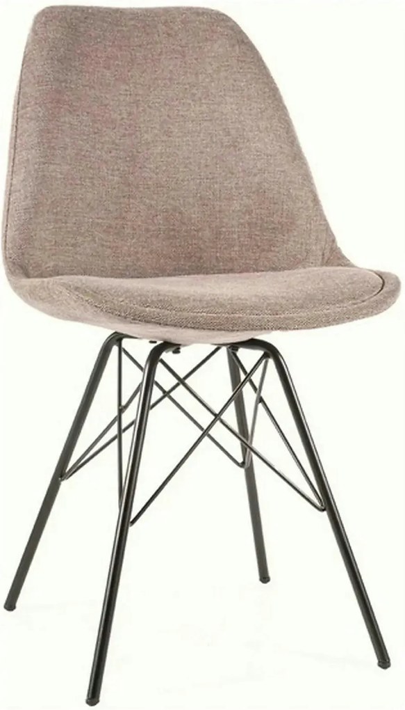 Scaun KEN, bej/negru, stofa clasica/metal, 49x40x85 cm