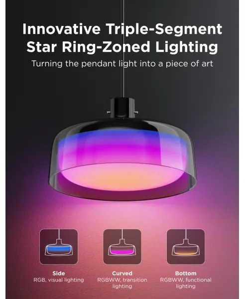 Govee - Lampă suspendată LED RGBICWW, reglabilă, cu cablu, LED/21W/230V, finisaj mat, Wi‑Fi