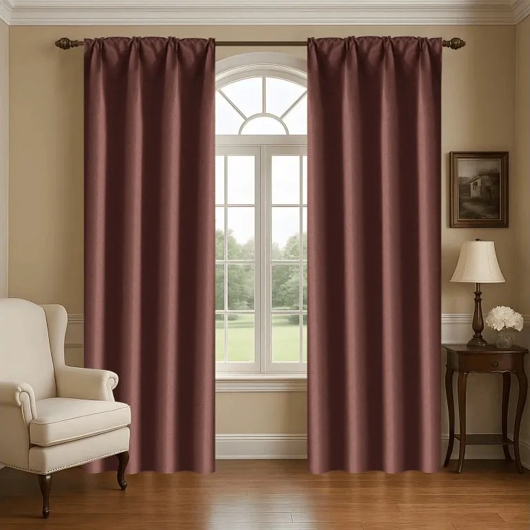 Perdea opaca NEREO 140x250 cm, maro Agatat: Inele metalice
