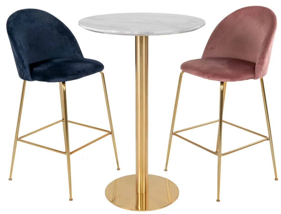 Bolzano Masă de bar, blat efect marmură, picior efect alamă 70x105 cm