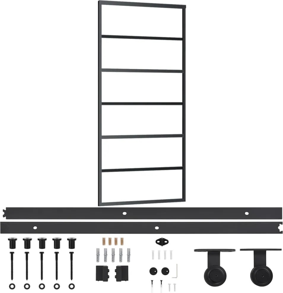 vidaXL Ușă glisantă cu set feronerie, 90x205 cm, sticlă ESG/aluminiu