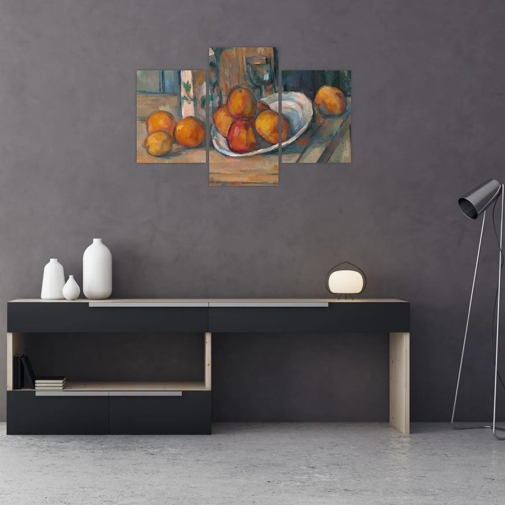 Tablou - Paul Cézanne, Still Life with Milk Jug and Fruit, reproducere (90x60 cm)