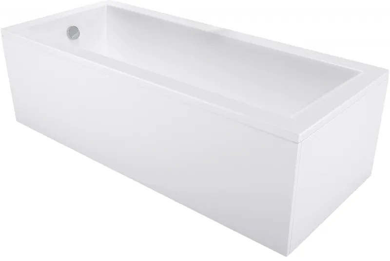 Mexen Cubik cadă dreptunghiulară 150 x 70 cm cu panouri, Albă - 55031507000X