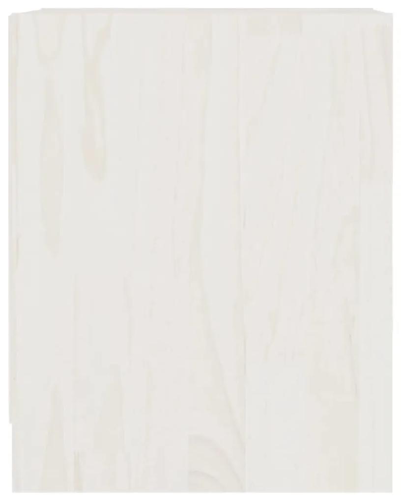 Noptiere, 2 buc., alb, 35,5x33,5x41,5 cm, lemn masiv de pin 2, Alb