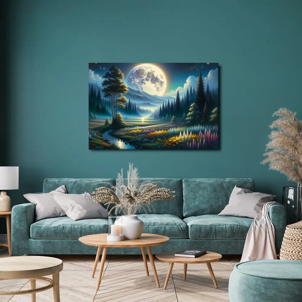 Tablou vale magică în lumina lunii