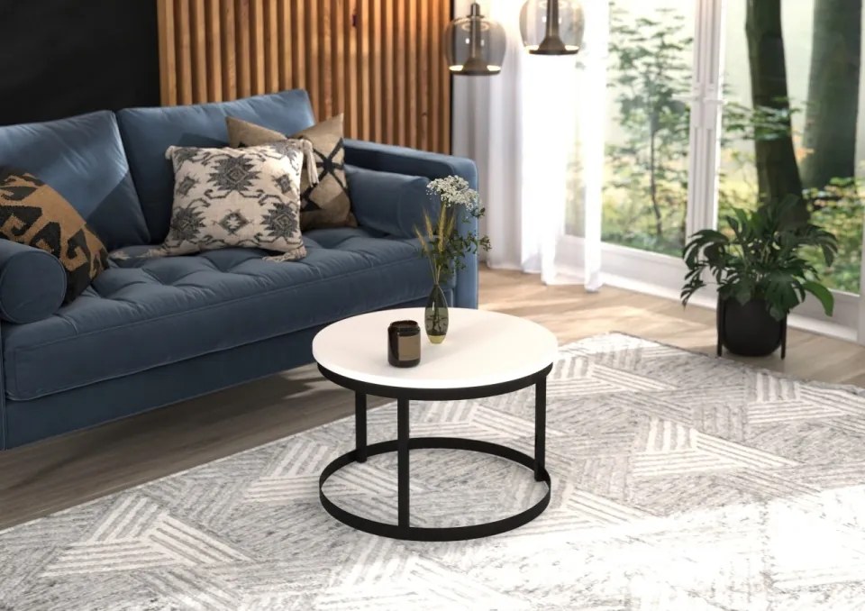 Măsuță de cafea RINEN, ADRK Furniture (Culoare: Alb / Artisan)