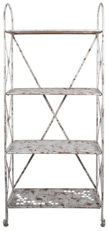 Etajera de gradina cu rafturi, alb, din metal, aspect vintage, Abeille