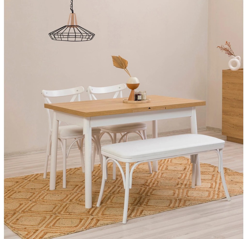 Set mobilier sufragerie Duvasa 20 (alb) (pentru 4 persoane). 1093790