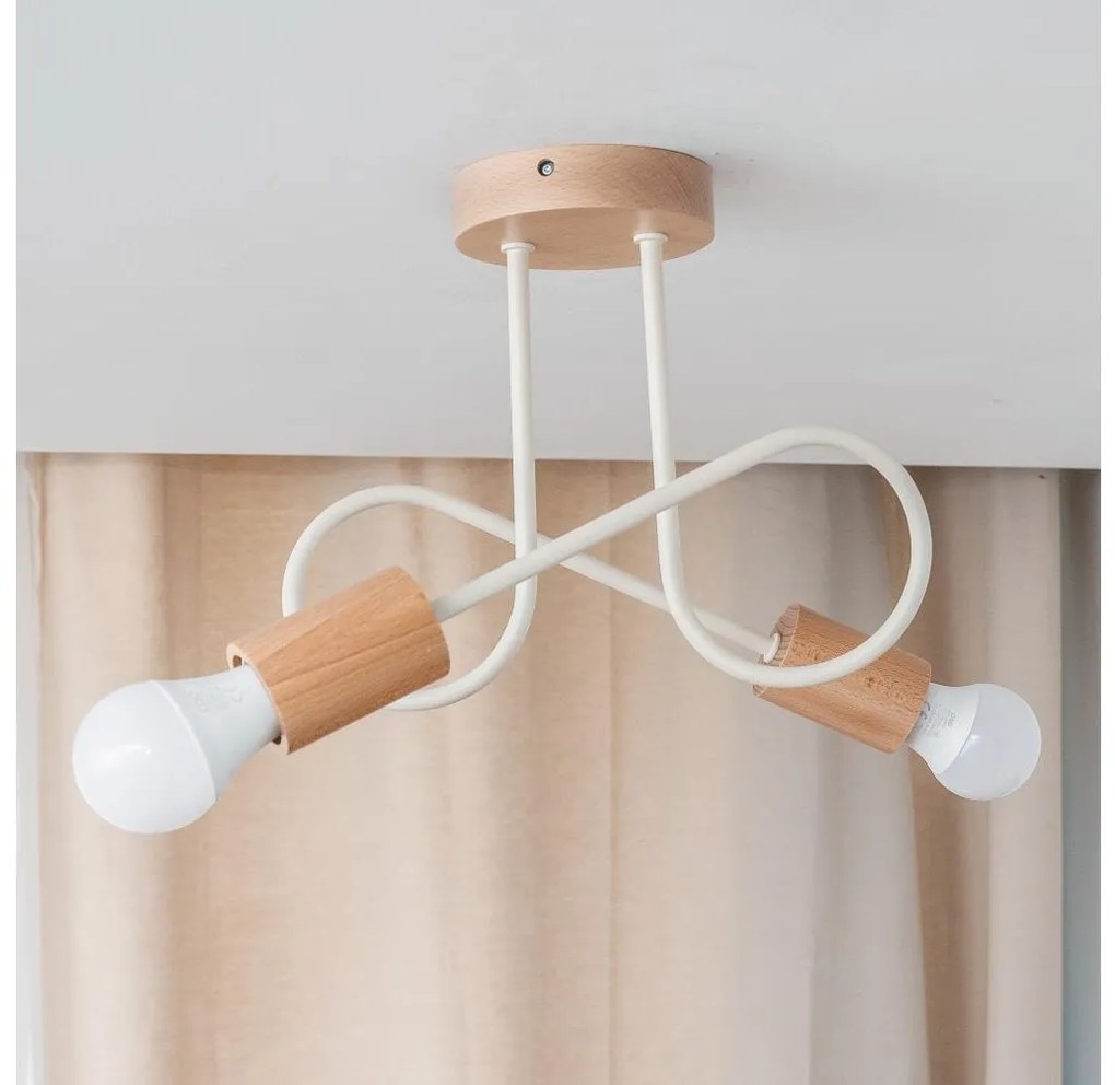 Lustru aplicat OXFORD 2xE27/15W/230V lemn de pin/crem