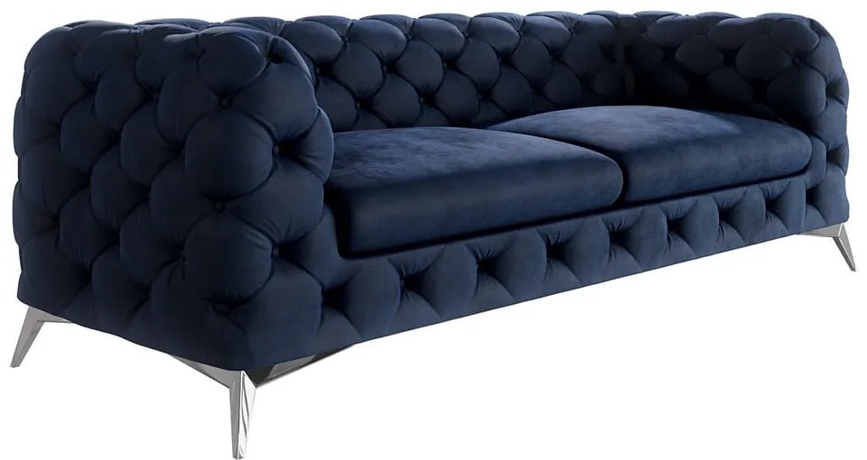 Canapea albastru-închis cu tapițerie din catifea 225 cm Chelsea – Ropez