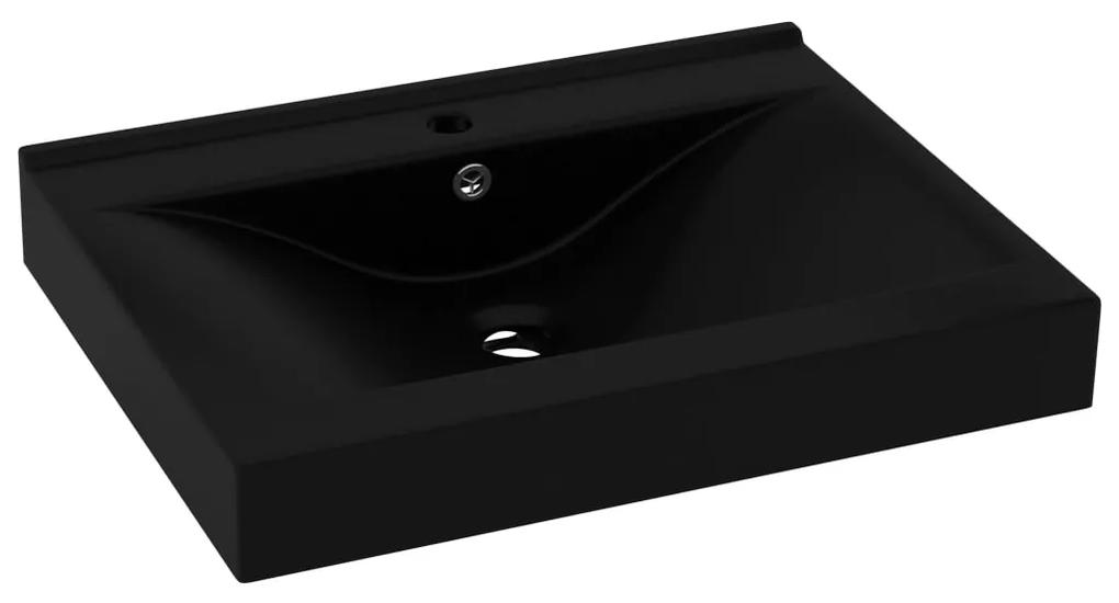 Chiuveta baie lux, orificiu robinet negru mat 60x46 cm ceramica Negru mat
