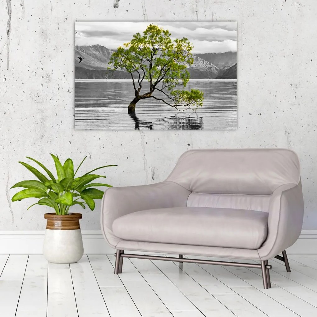 Tablou copacului în mijlocul lacului (90x60 cm)