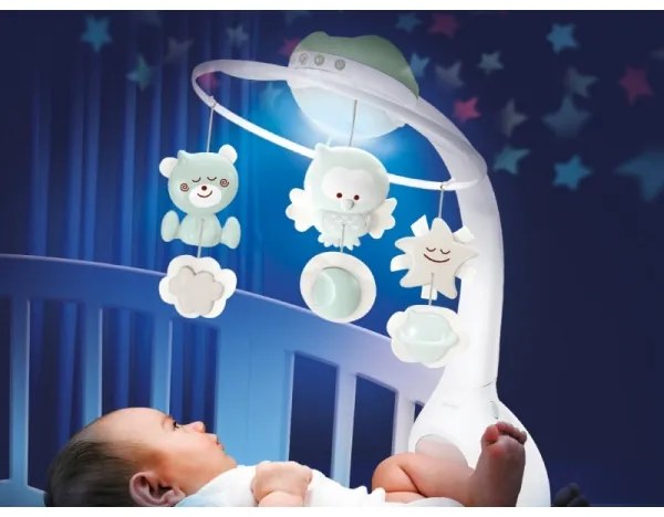 Carusel pentru pătuț cu sunete și proiector 3 în 1 Infantino 3xAAA verde