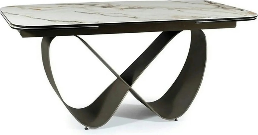 Masa extensibila INFINITY CERAMIC, alb/maro, sticla securizata/ceramic