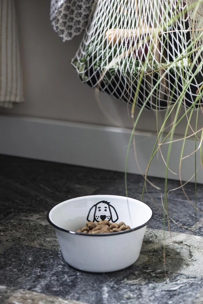 IB Laursen Bol alb de smalt DOG MINI ENAMEL