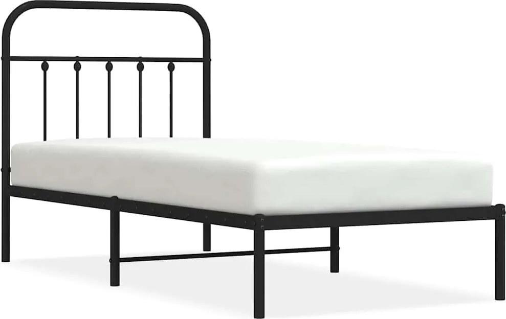 vidaXL Cadru de pat metalic cu tăblie, negru, 90x190 cm