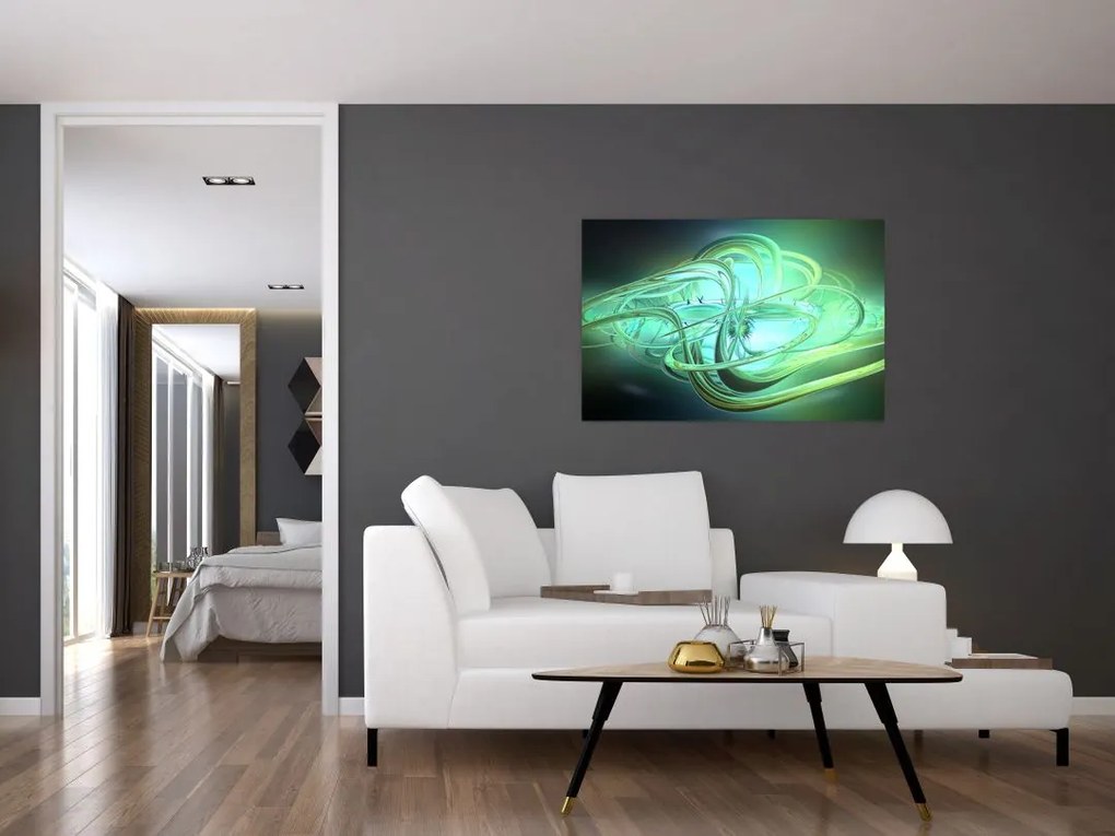 Tabloul cu abstracție verde (90x60 cm)