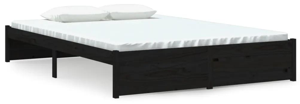 814933 vidaXL Cadru de pat, negru, 140x190 cm, lemn masiv