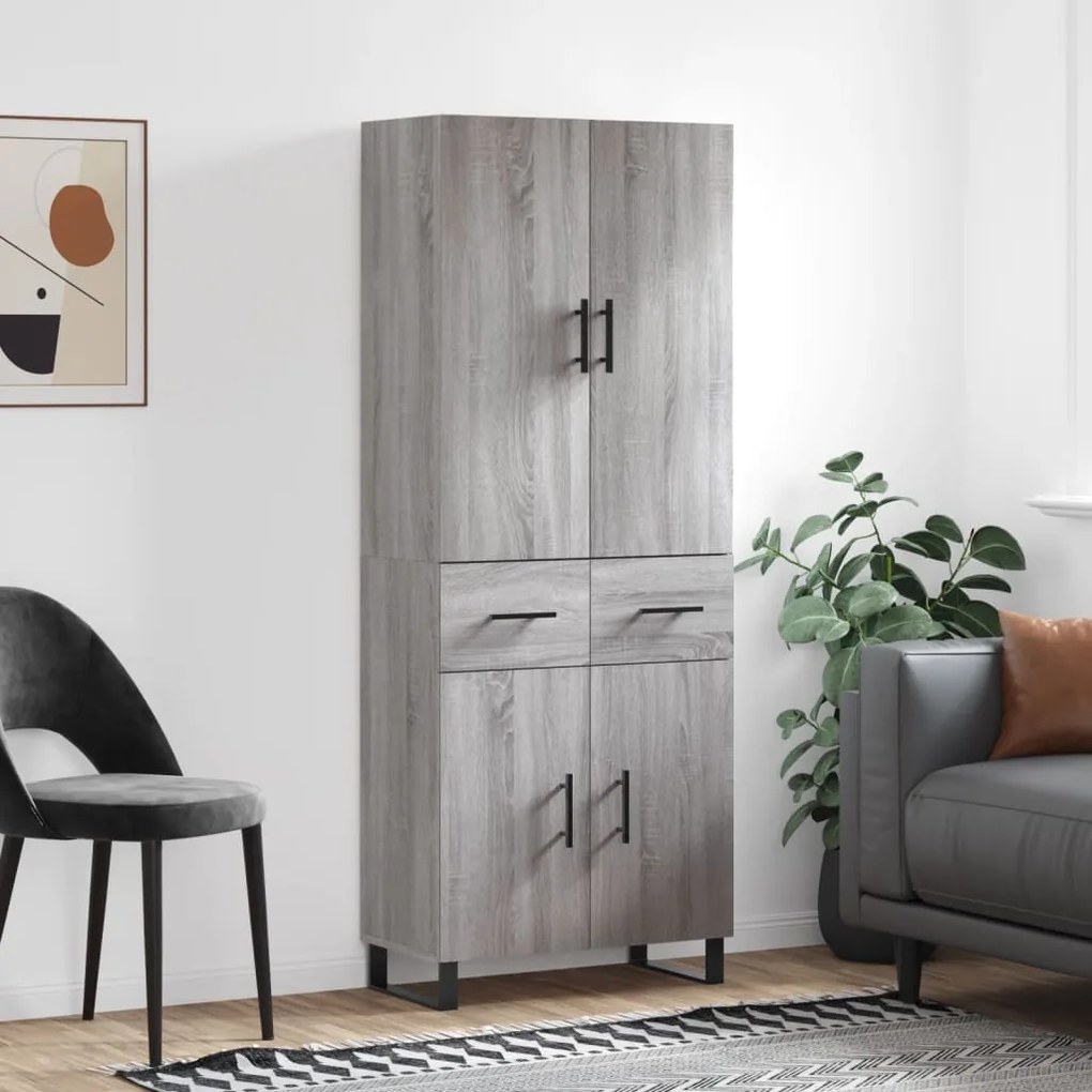 vidaXL Dulap înalt, gri sonoma, 69,5x34x180 cm, lemn compozit