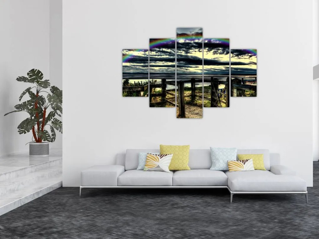 Tablou cu curcubeu deasupa mării (150x105 cm)