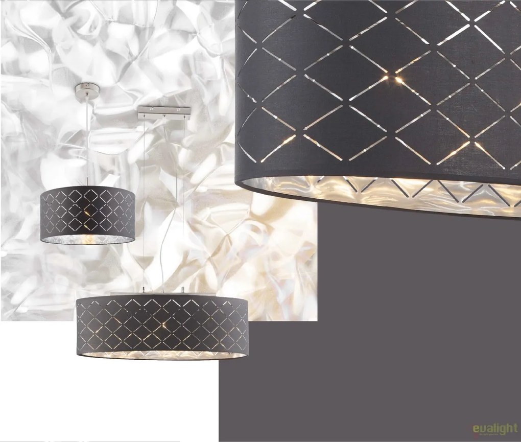 Lustra eleganta cu abajur din tesatura gri cu argintiu, Kidal 40cm 15228H GL