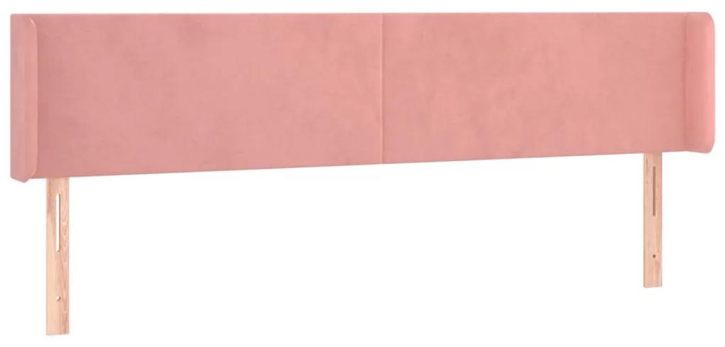 Tablie de pat cu LED, roz, 163x16x78 88 cm, catifea 1, Roz, 163 x 16 x 78 88 cm