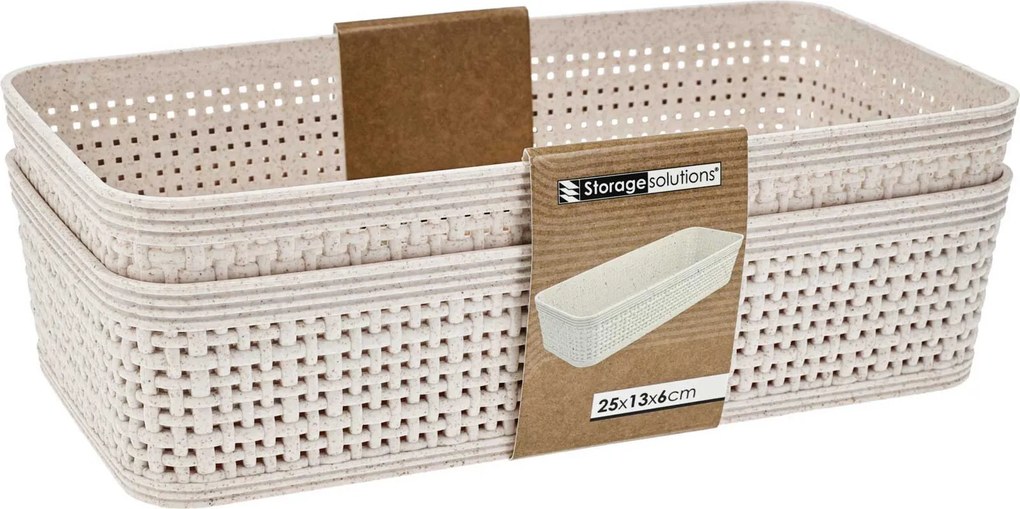 Coșuri de organizare din plastic, 25 x 13,5 x 6 cm, 2 buc.